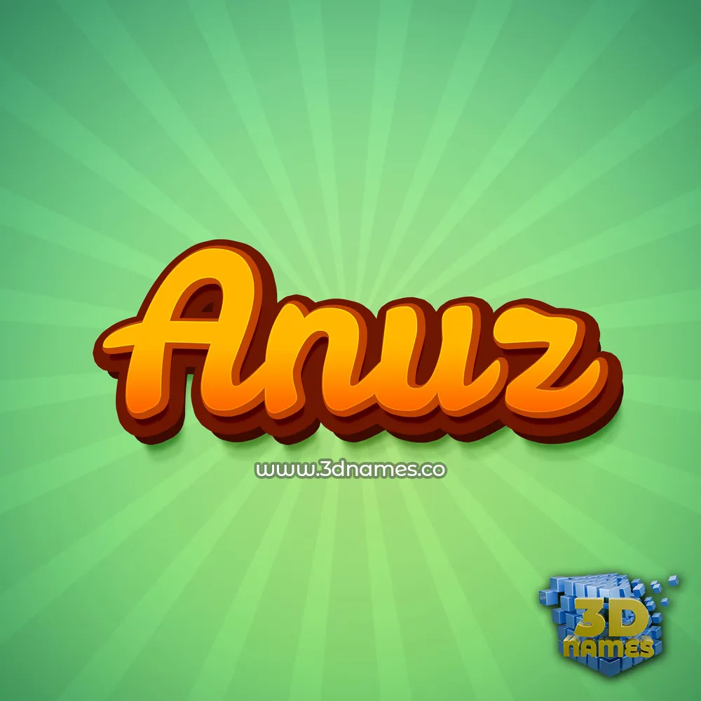 anuz in Green Rays style - 3D name wallpaper