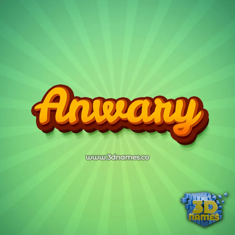 anwary in Green Rays style - 3D name wallpaper