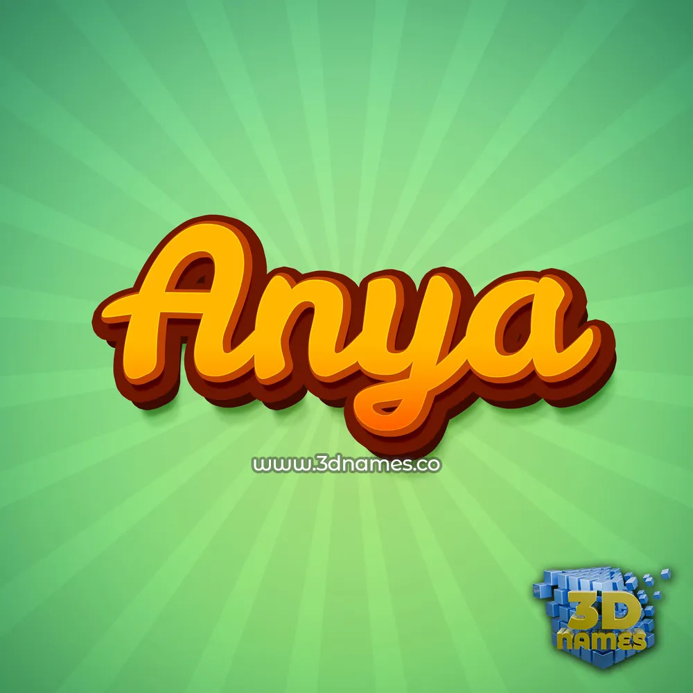 anya in Green Rays style - 3D name wallpaper
