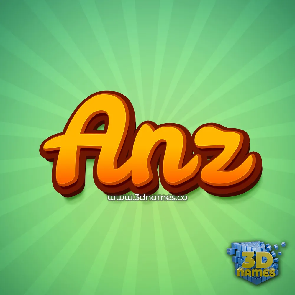 anz in Green Rays style - 3D name wallpaper