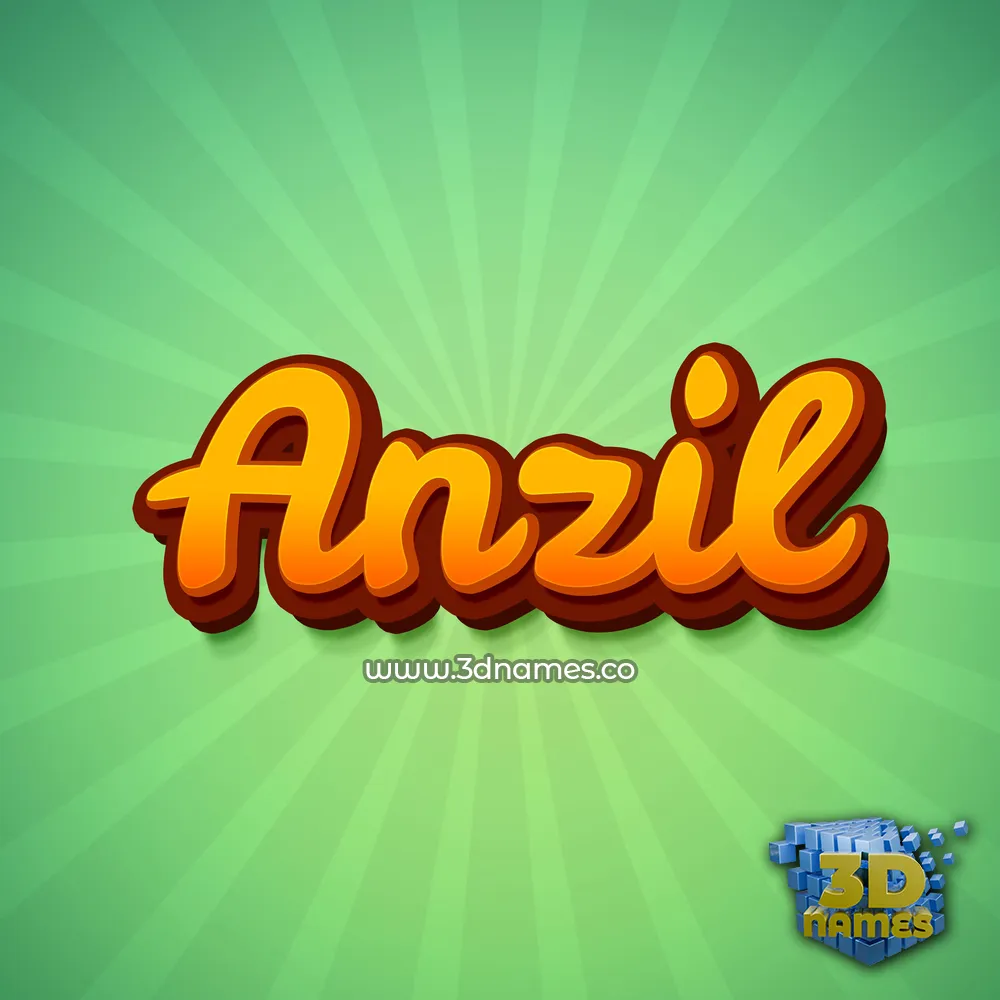 anzil in Green Rays style - 3D name wallpaper