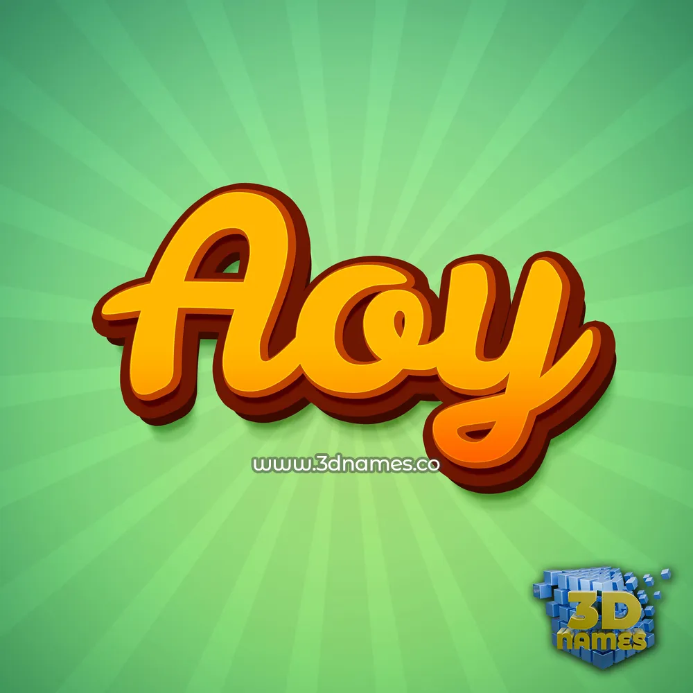 aoy in Green Rays style - 3D name wallpaper