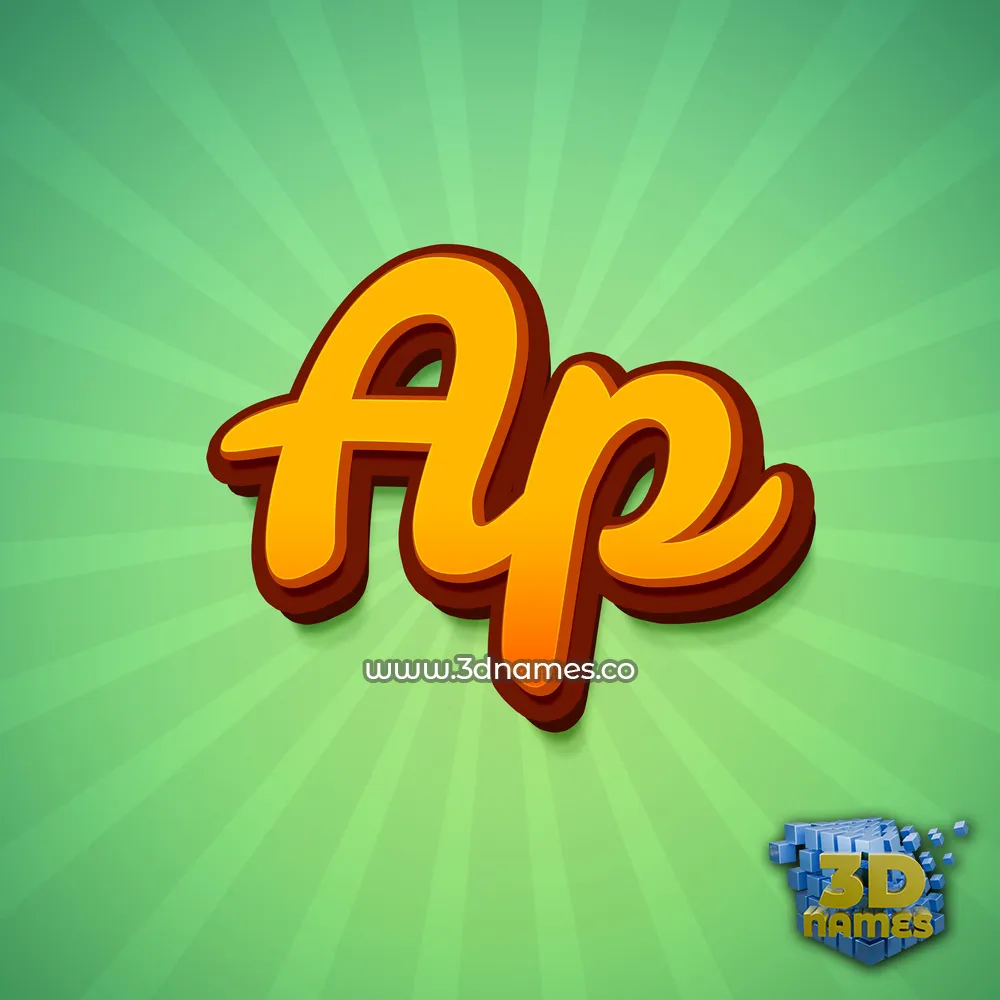 ap in Green Rays style - 3D name wallpaper