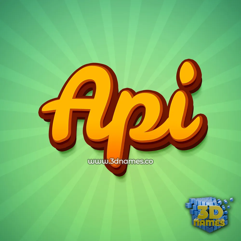 api in Green Rays style - 3D name wallpaper