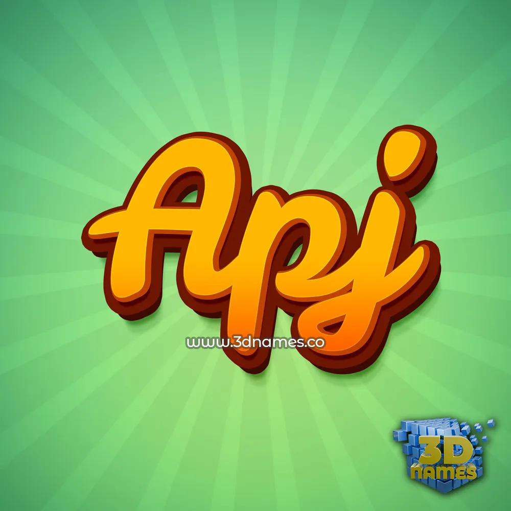 apj in Green Rays style - 3D name wallpaper