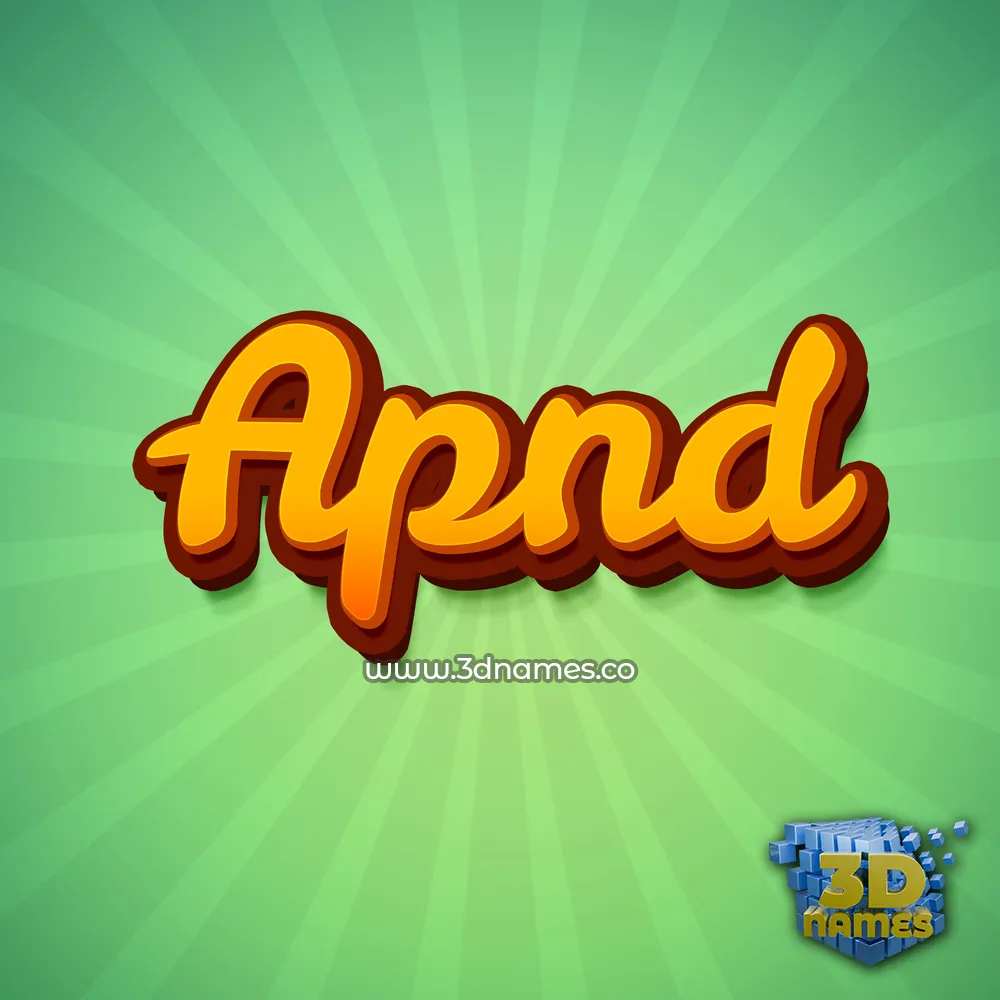 apnd in Green Rays style - 3D name wallpaper
