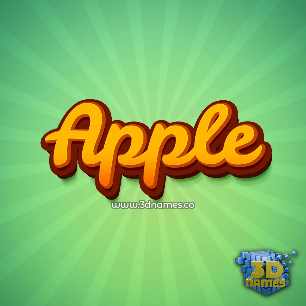 apple in Green Rays style - 3D name wallpaper