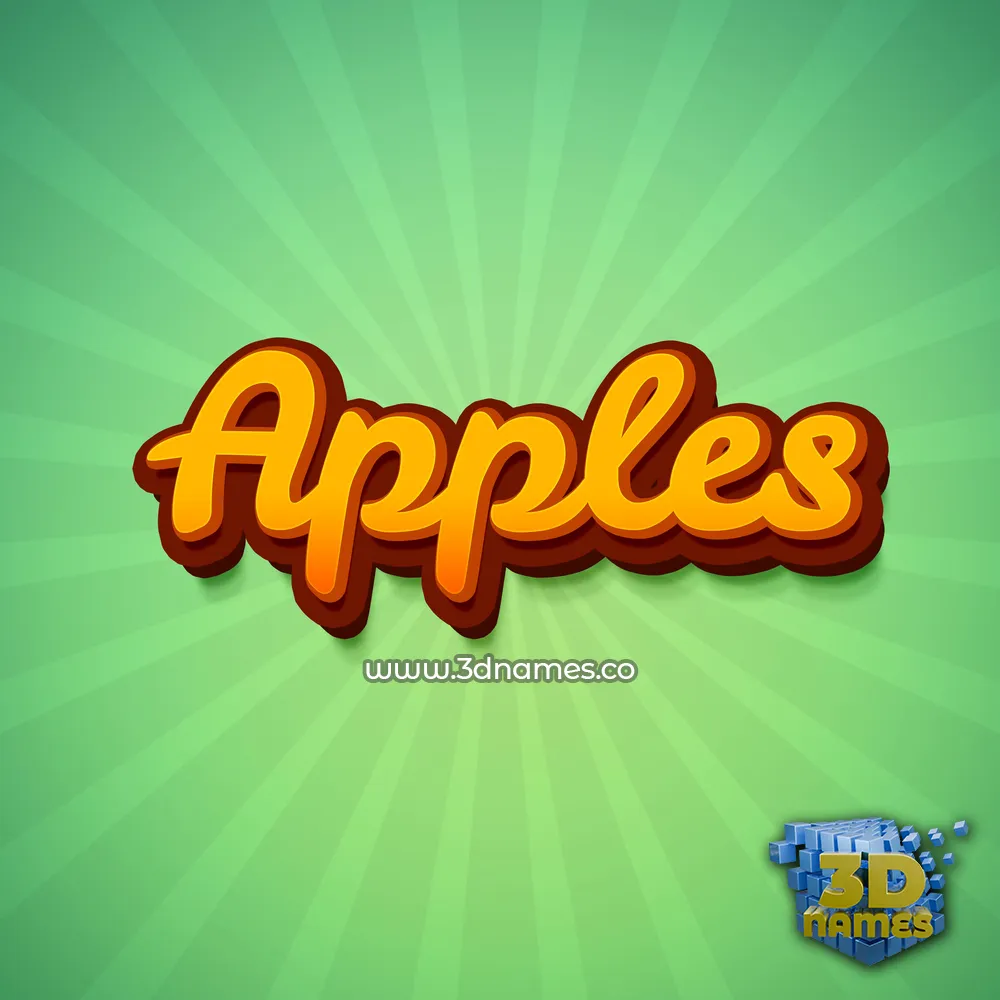 apples in Green Rays style - 3D name wallpaper