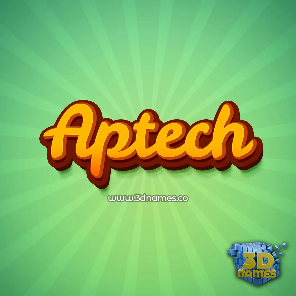 aptech in Green Rays style - 3D name wallpaper