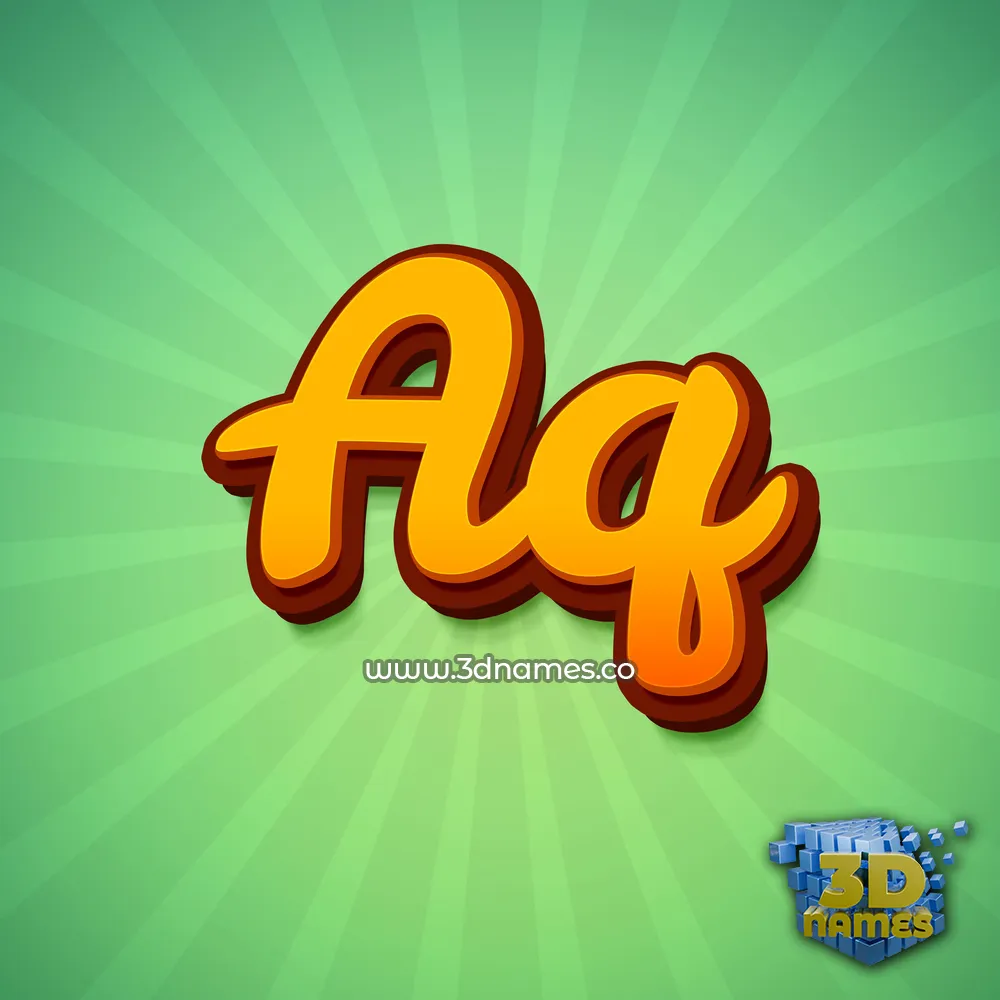 aq in Green Rays style - 3D name wallpaper