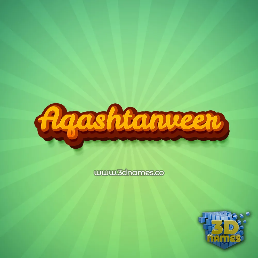 aqashtanveer in Green Rays style - 3D name wallpaper