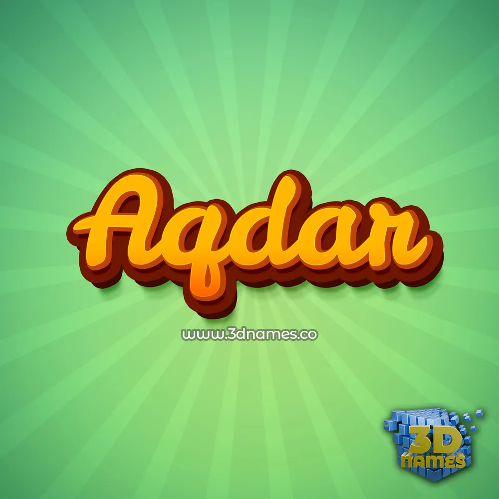 aqdar in Green Rays style - 3D name wallpaper