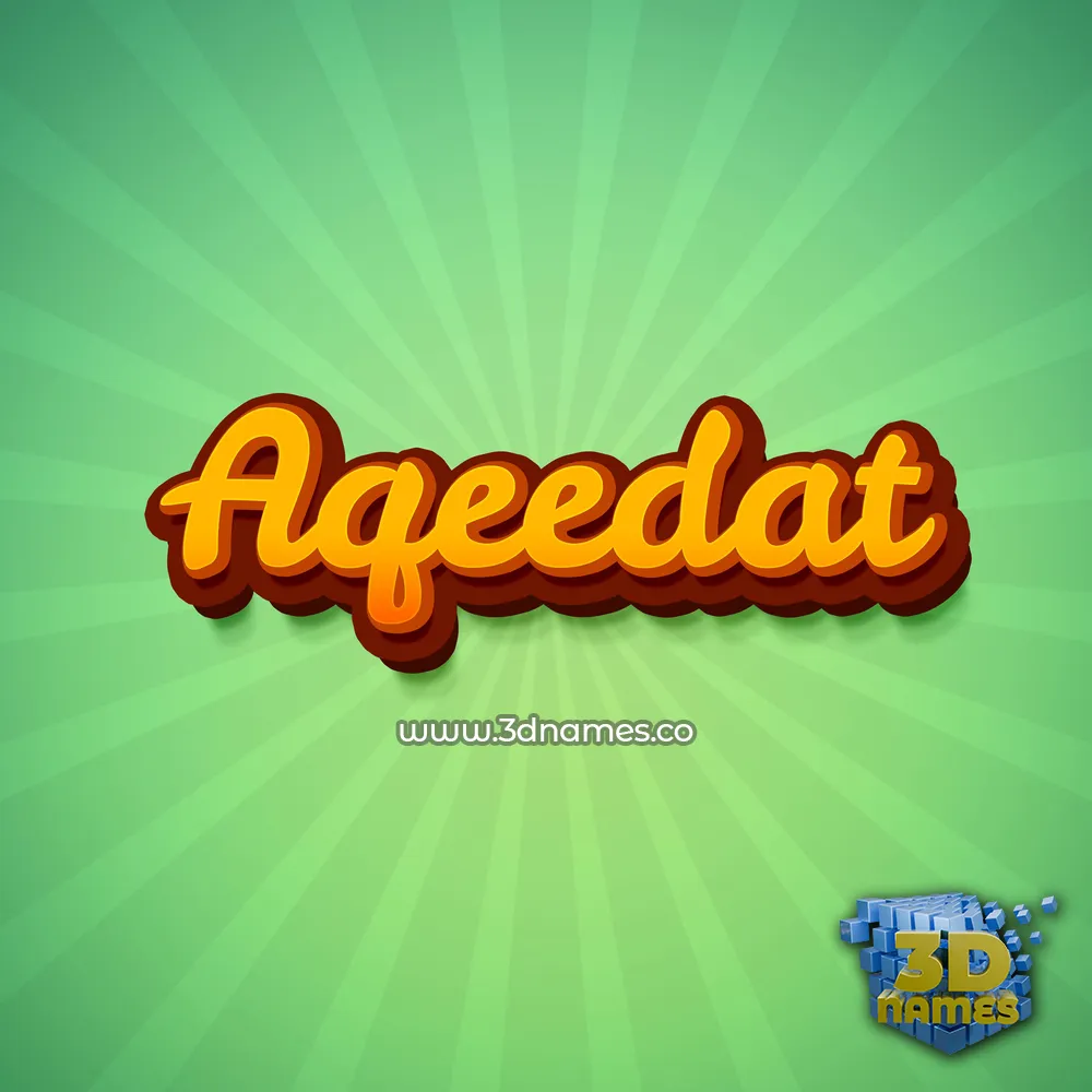 aqeedat in Green Rays style - 3D name wallpaper