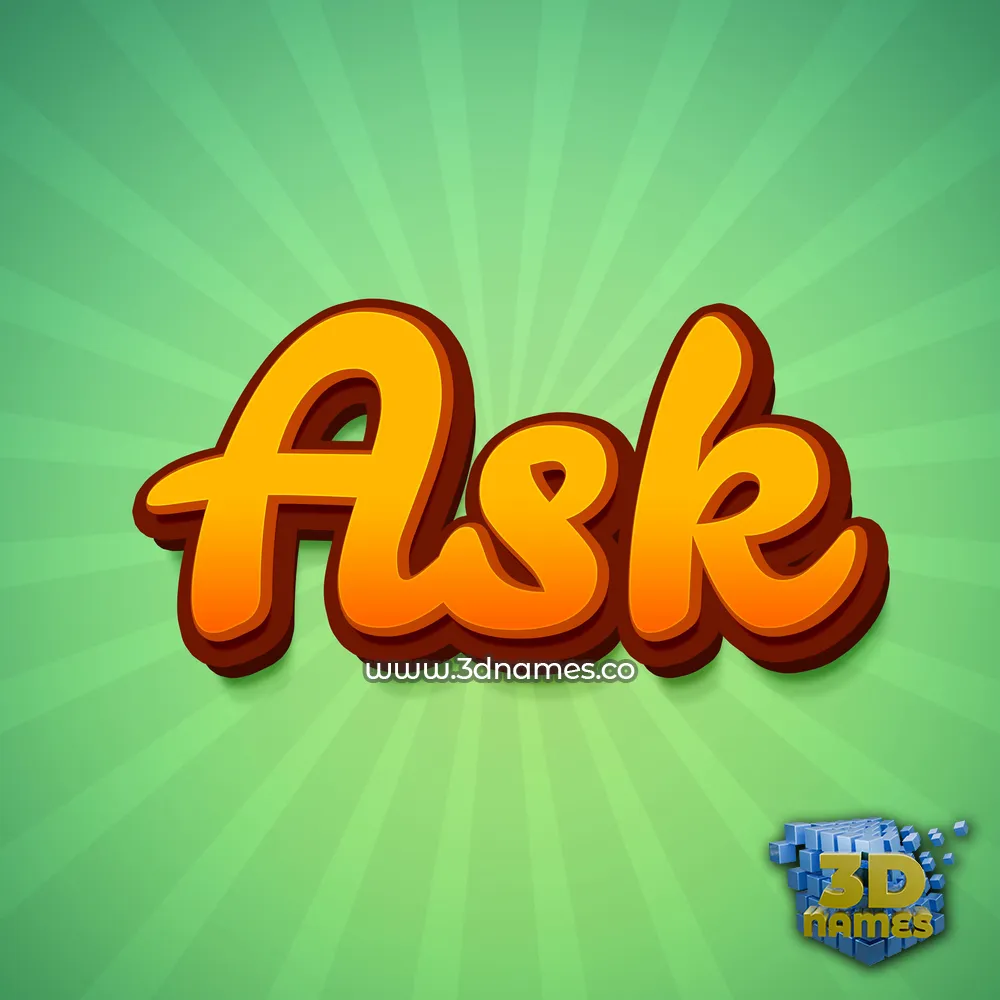 ask in Green Rays style - 3D name wallpaper