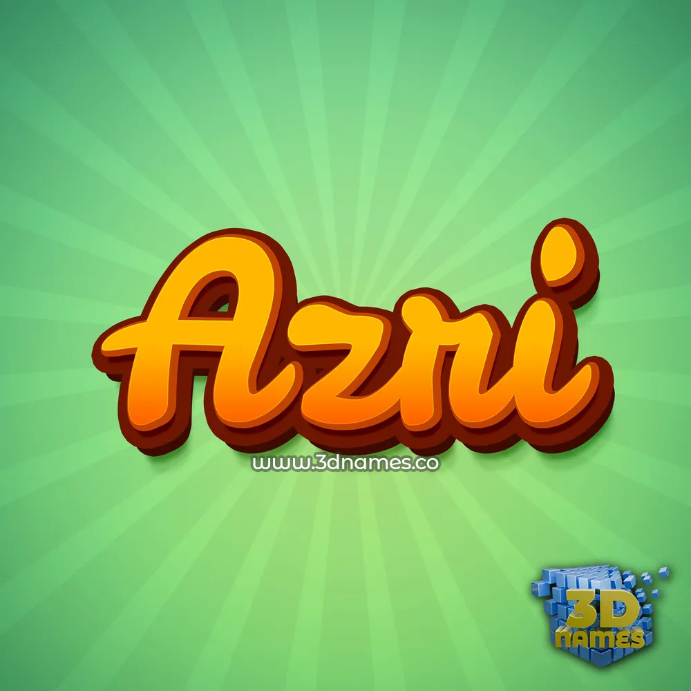 azri in Green Rays style - 3D name wallpaper