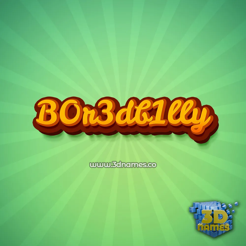 b0r3db1lly in Green Rays style - 3D name wallpaper