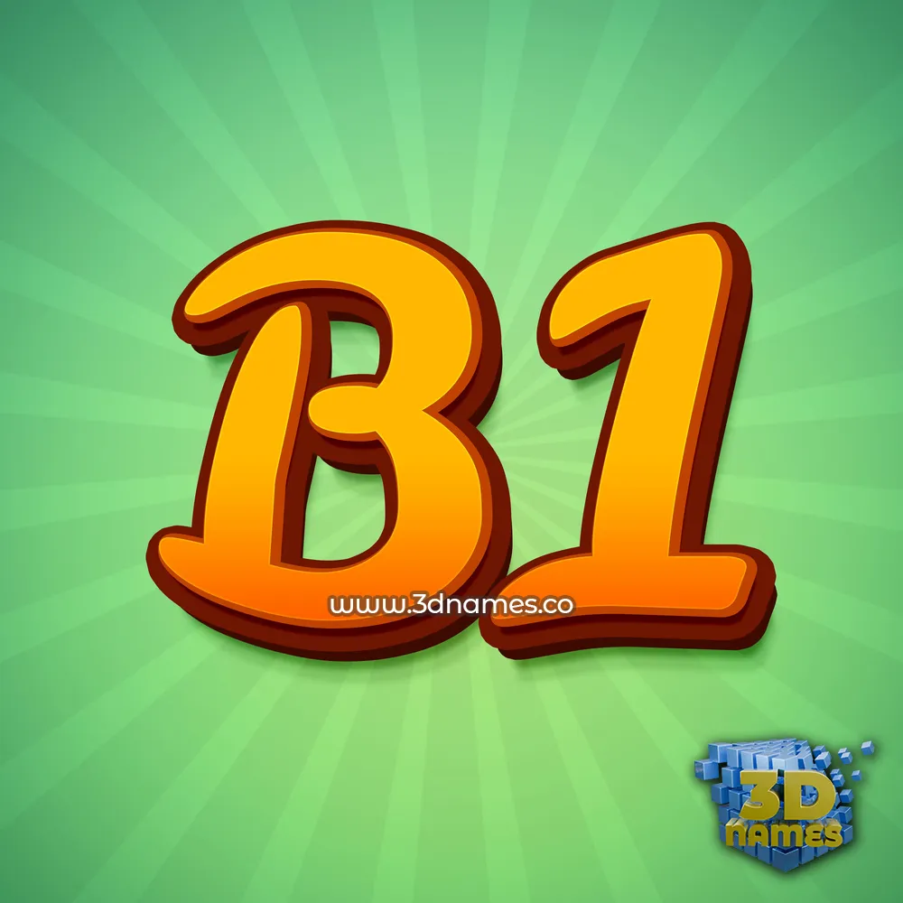b1 in Green Rays style - 3D name wallpaper