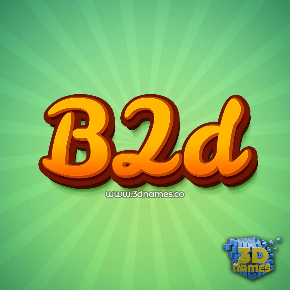 b2d in Green Rays style - 3D name wallpaper