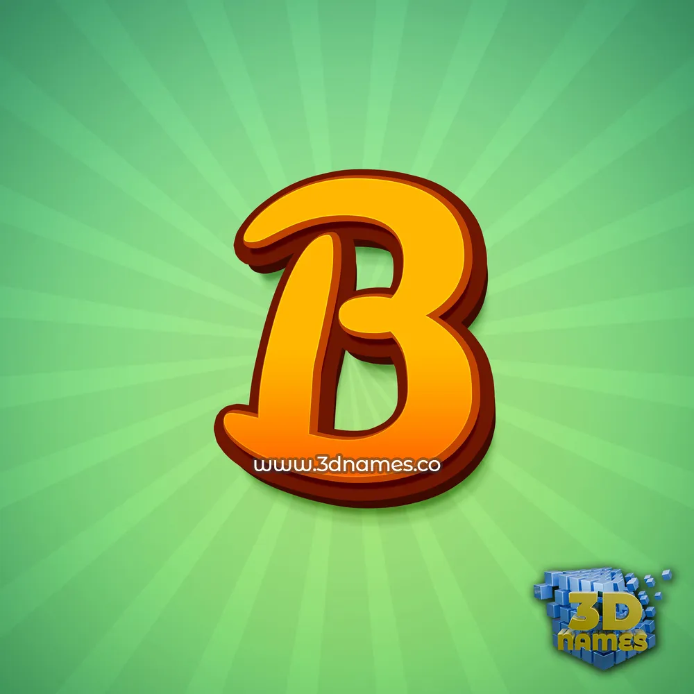 b in Green Rays style - 3D name wallpaper