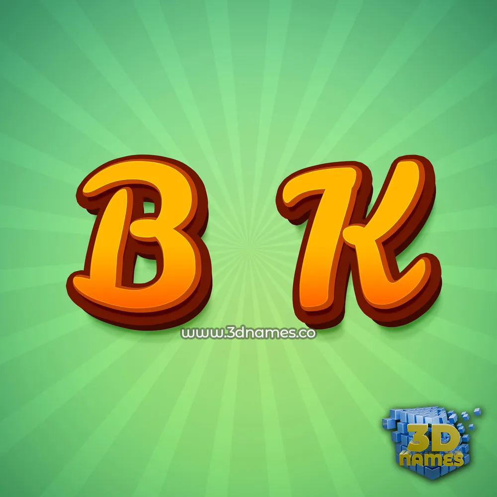 b k in Green Rays style - 3D name wallpaper