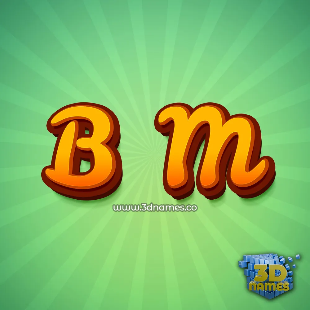 b m in Green Rays style - 3D name wallpaper