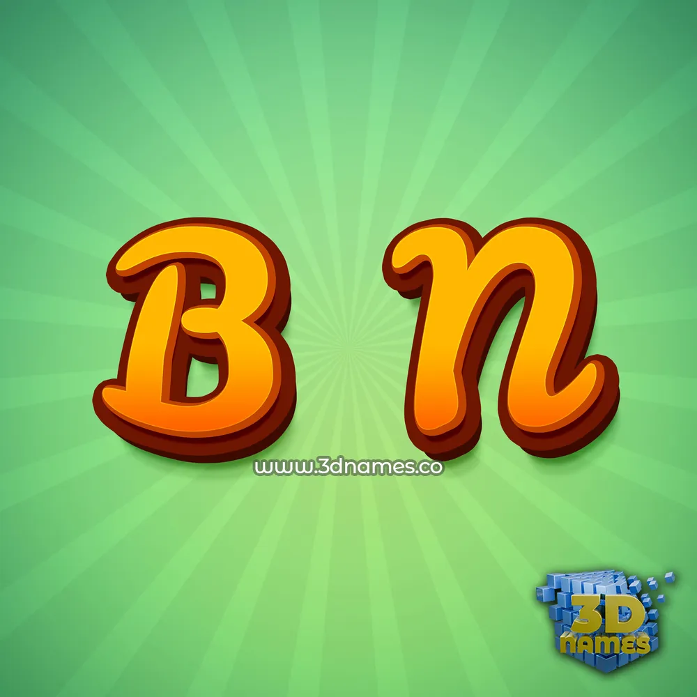b n in Green Rays style - 3D name wallpaper