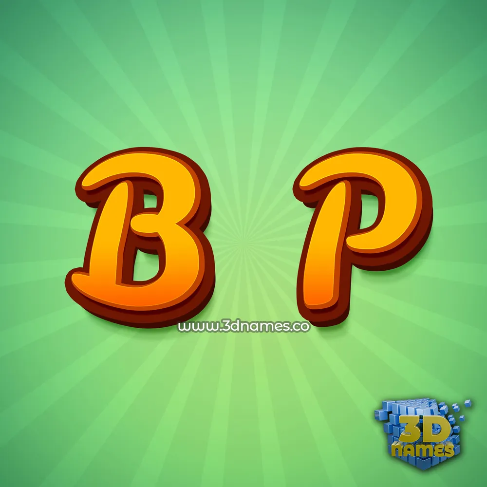 b p in Green Rays style - 3D name wallpaper