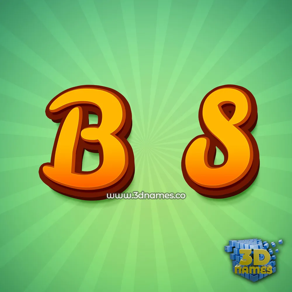 b s in Green Rays style - 3D name wallpaper