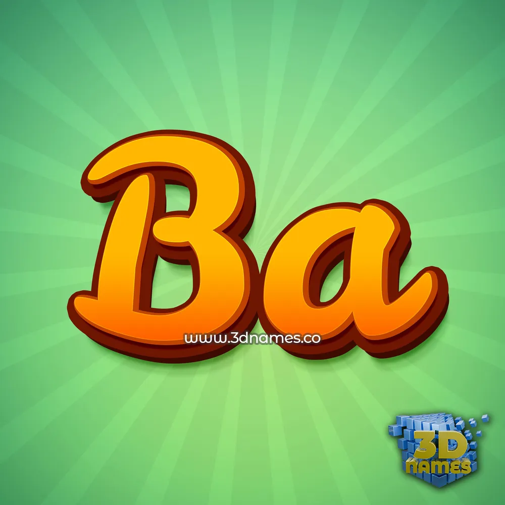 ba in Green Rays style - 3D name wallpaper