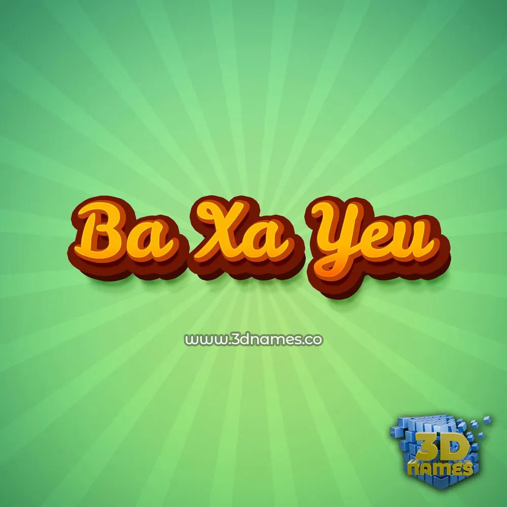 ba xa yeu in Green Rays style - 3D name wallpaper