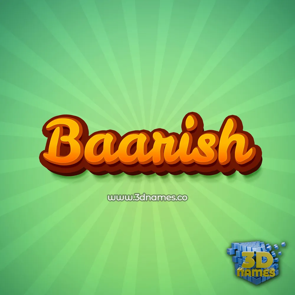 baarish in Green Rays style - 3D name wallpaper