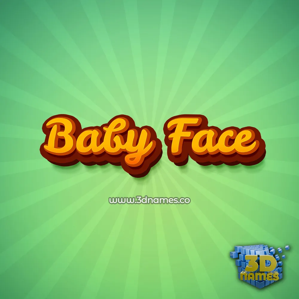 baby face in Green Rays style - 3D name wallpaper