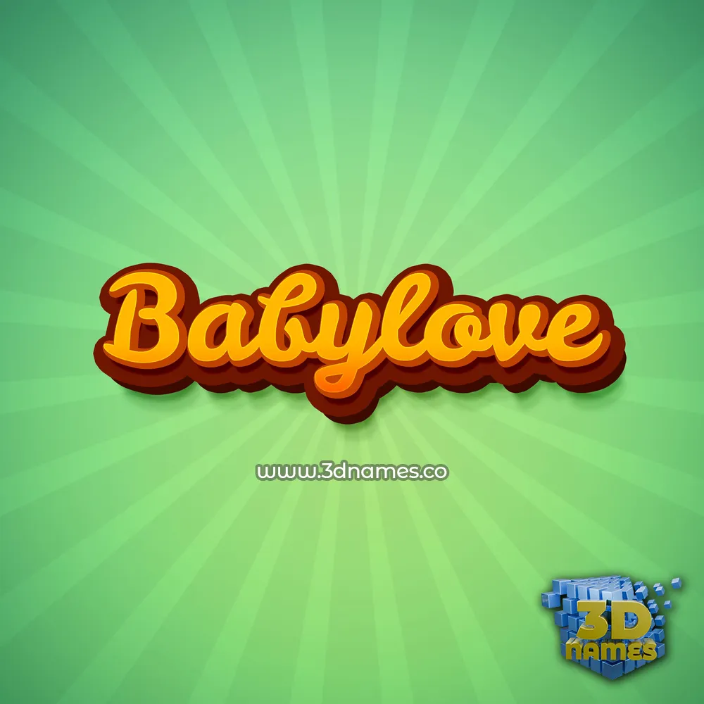 babylove in Green Rays style - 3D name wallpaper