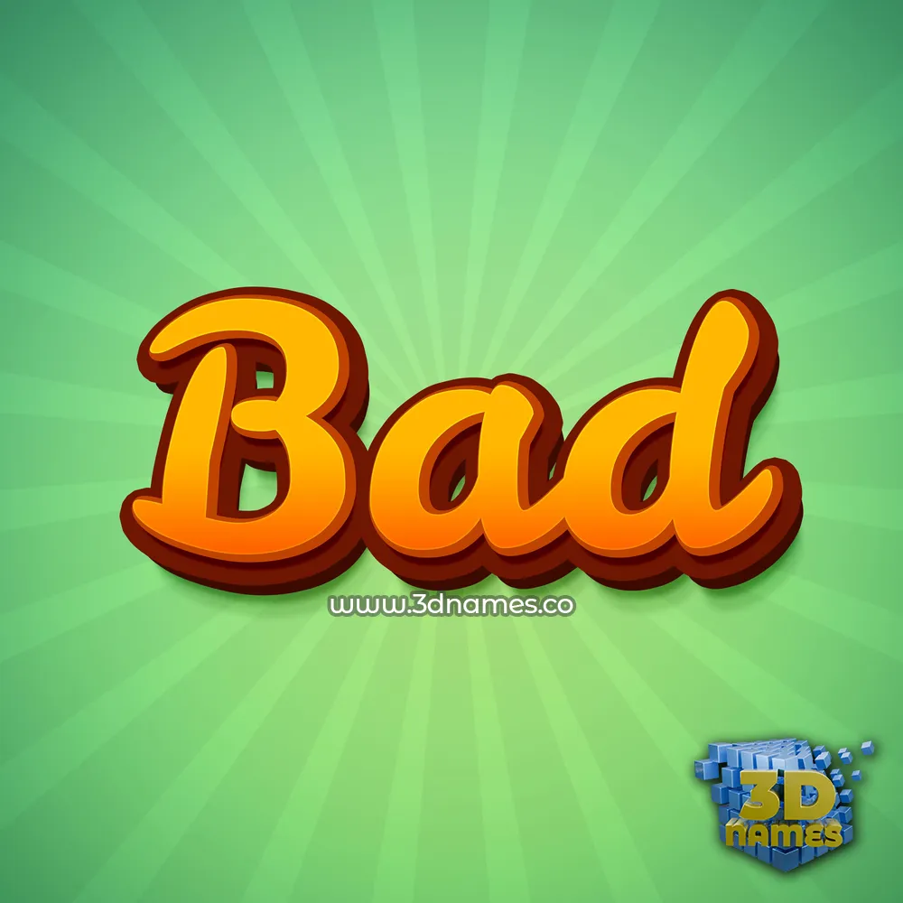 bad in Green Rays style - 3D name wallpaper