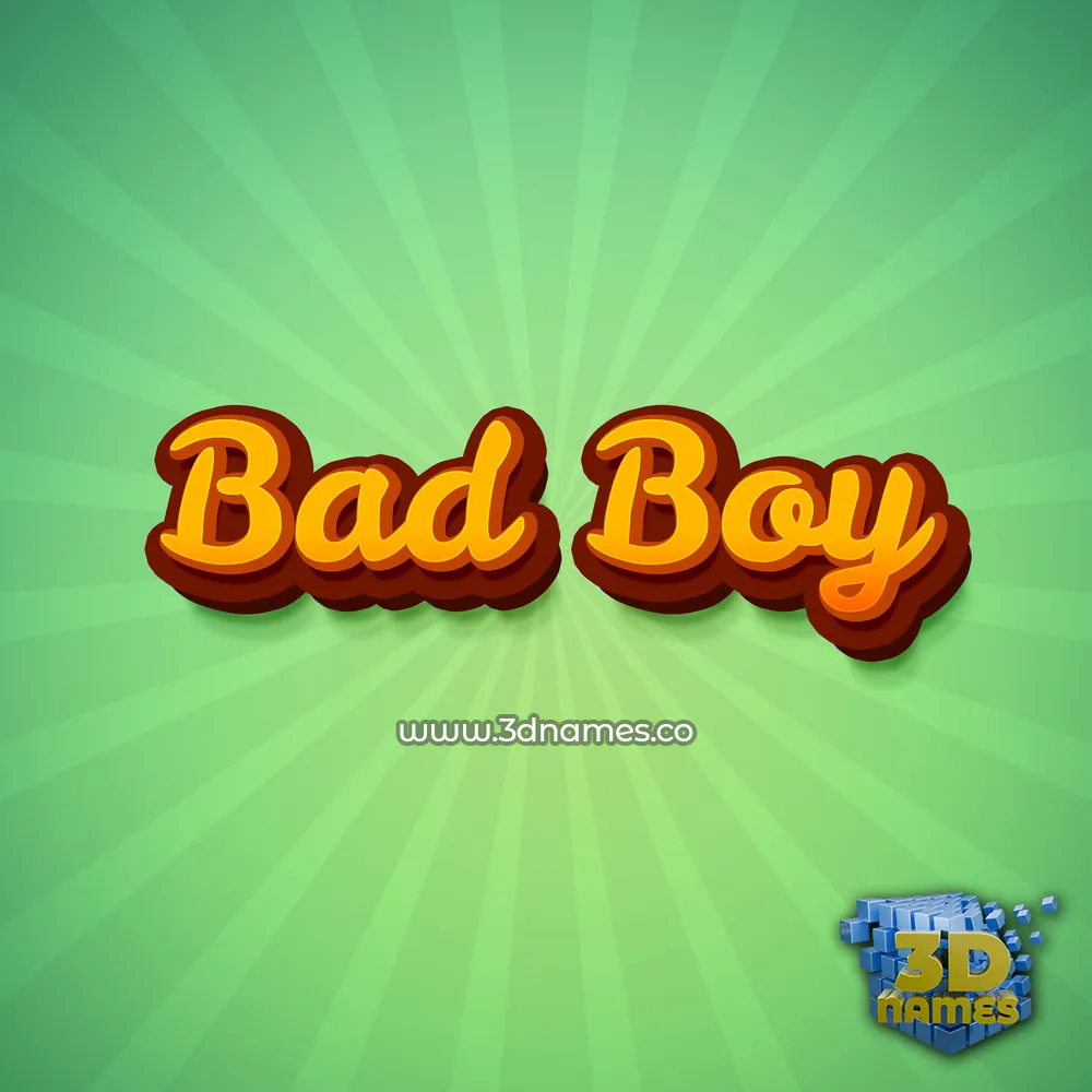 bad boy in Green Rays style - 3D name wallpaper