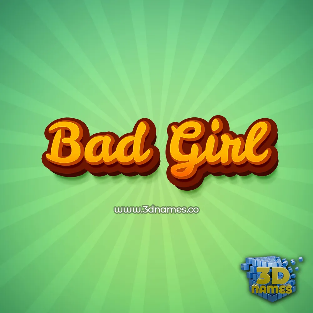 bad girl in Green Rays style - 3D name wallpaper