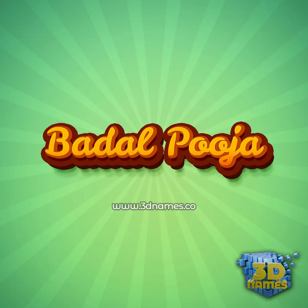 badal pooja in Green Rays style - 3D name wallpaper