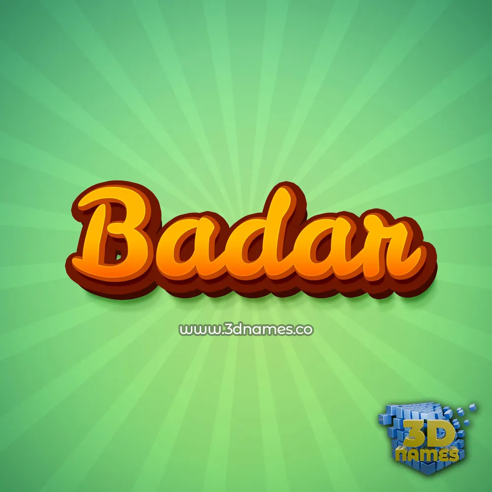 badar in Green Rays style - 3D name wallpaper