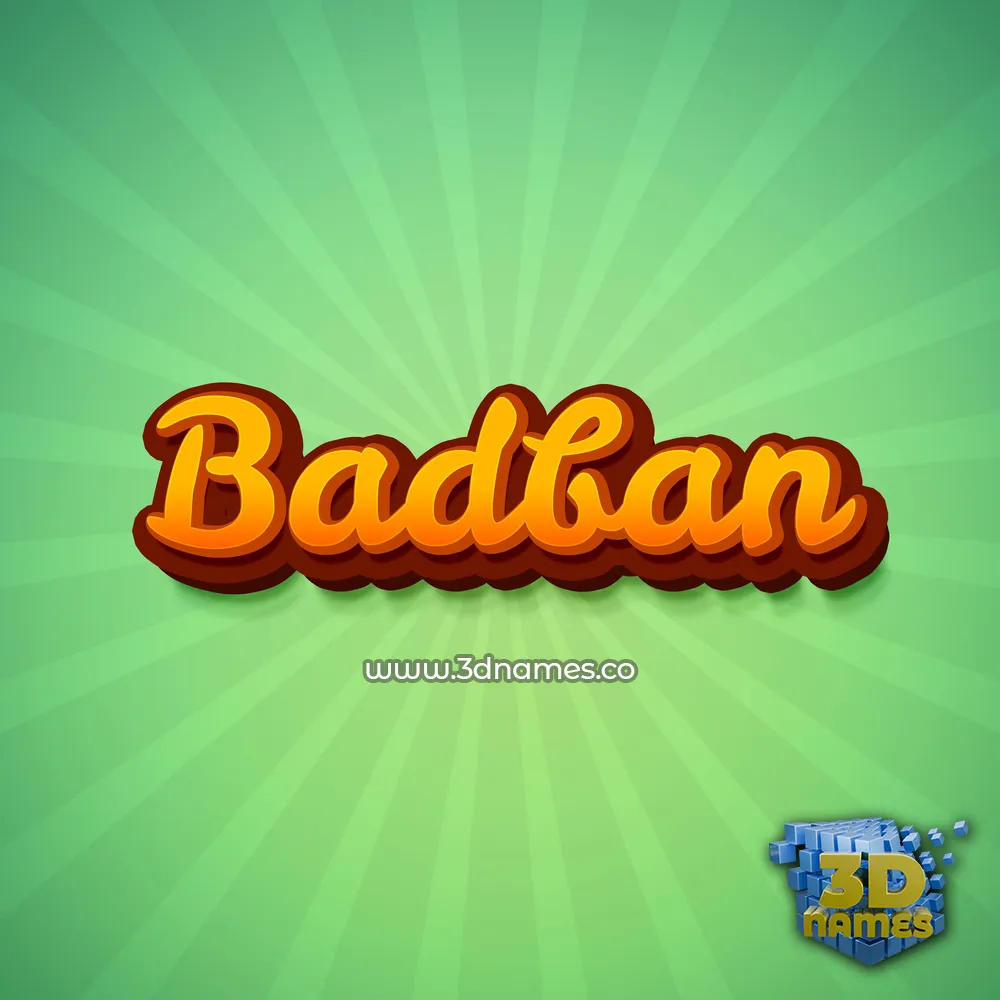 badban in Green Rays style - 3D name wallpaper