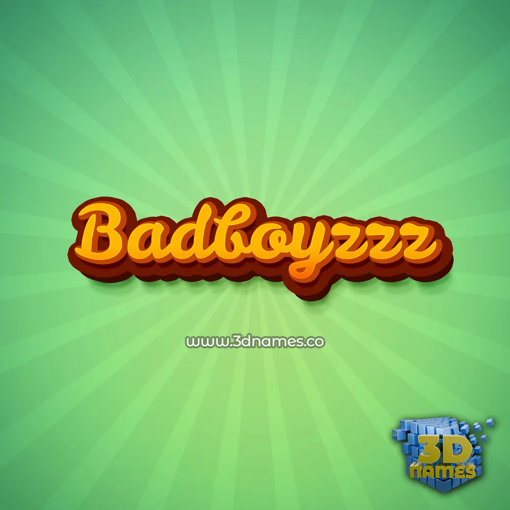 badboyzzz in Green Rays style - 3D name wallpaper