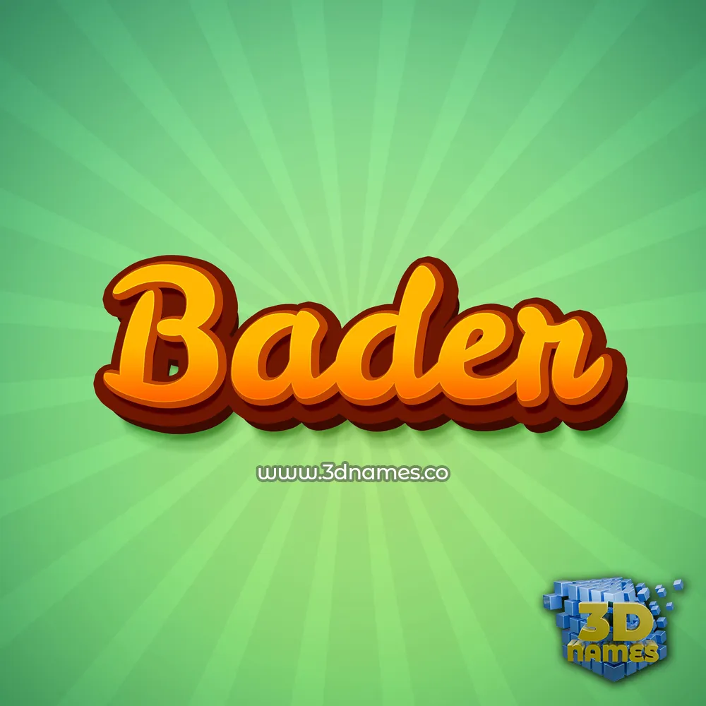 bader in Green Rays style - 3D name wallpaper