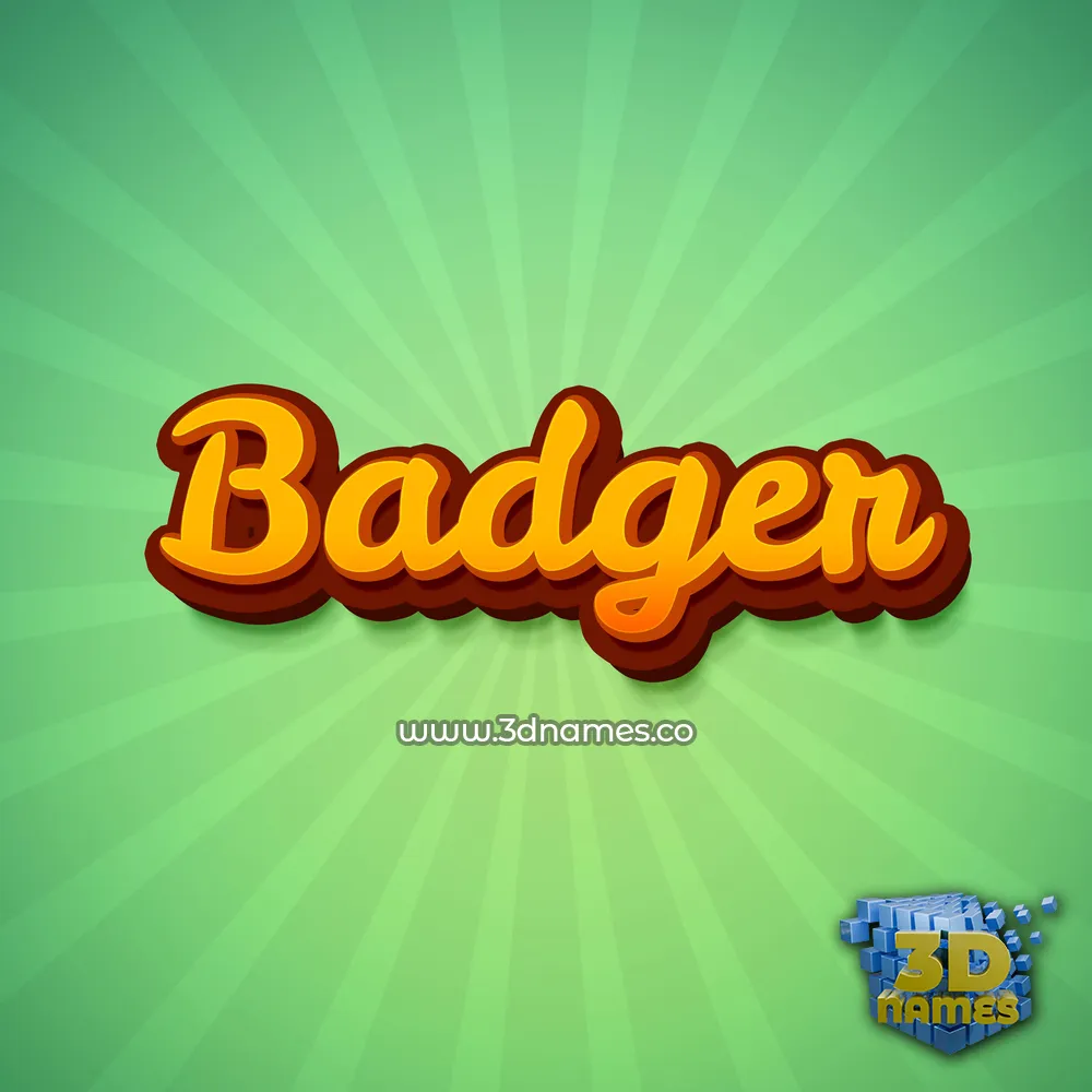 badger in Green Rays style - 3D name wallpaper