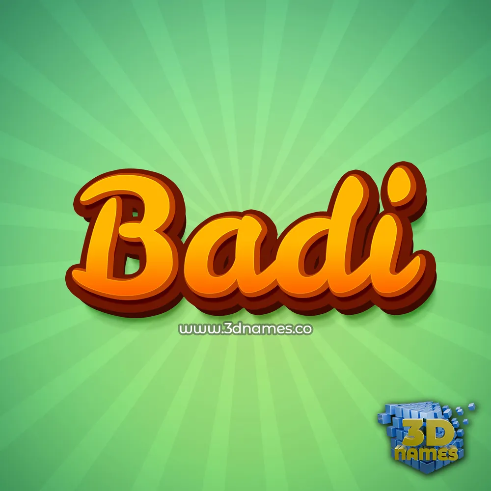 badi in Green Rays style - 3D name wallpaper