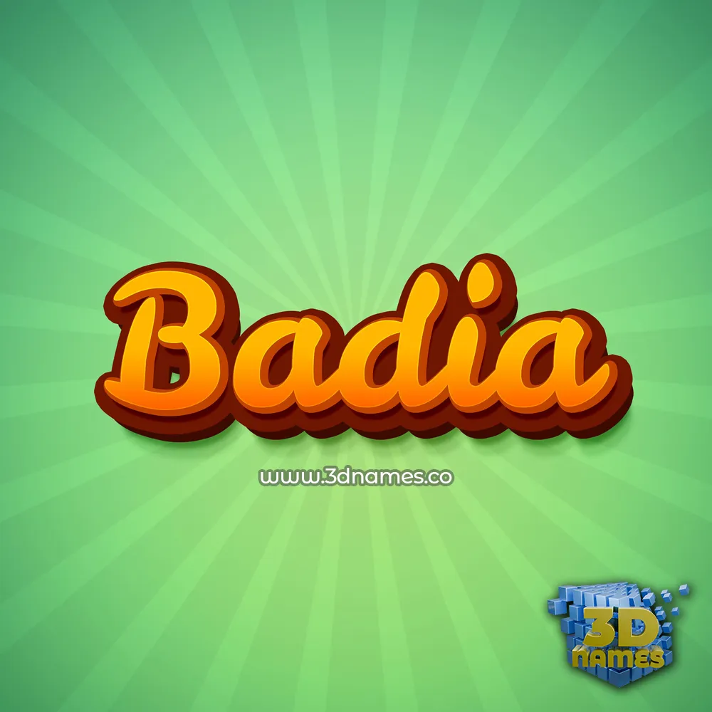 badia in Green Rays style - 3D name wallpaper