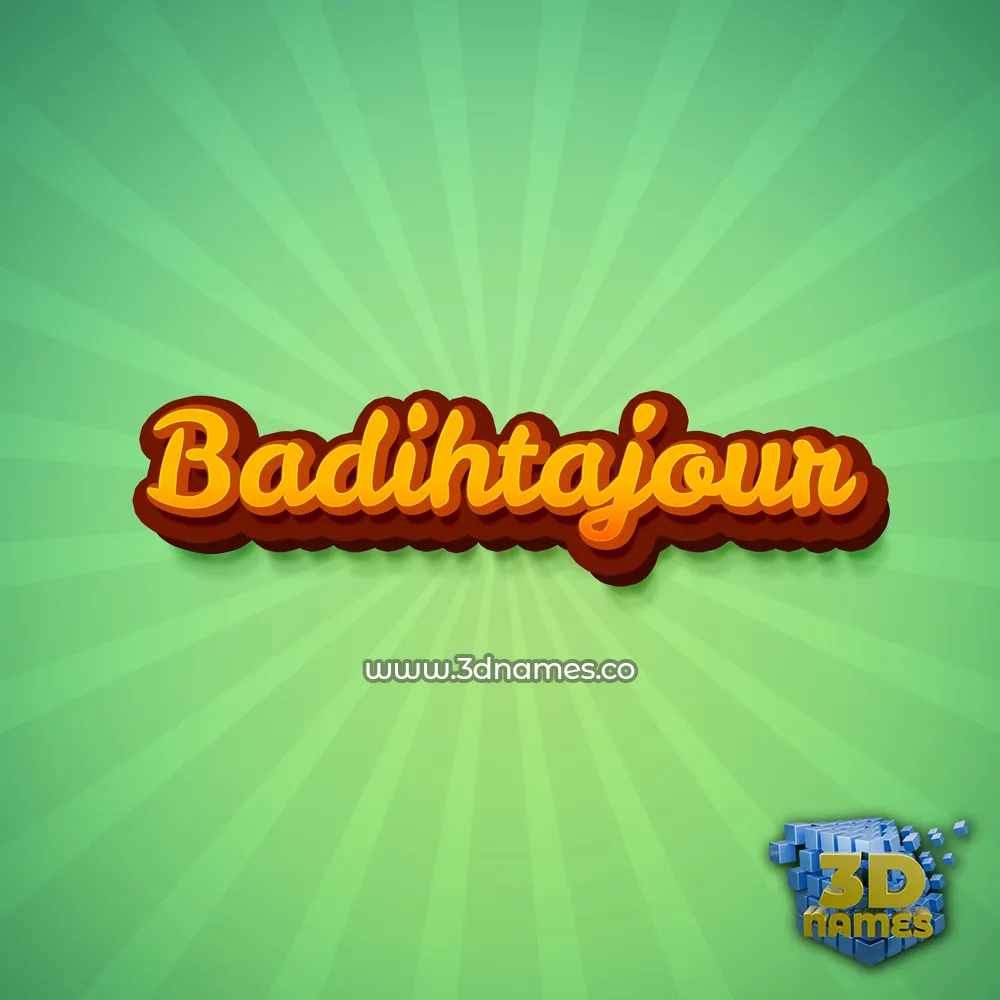 badihtajour in Green Rays style - 3D name wallpaper