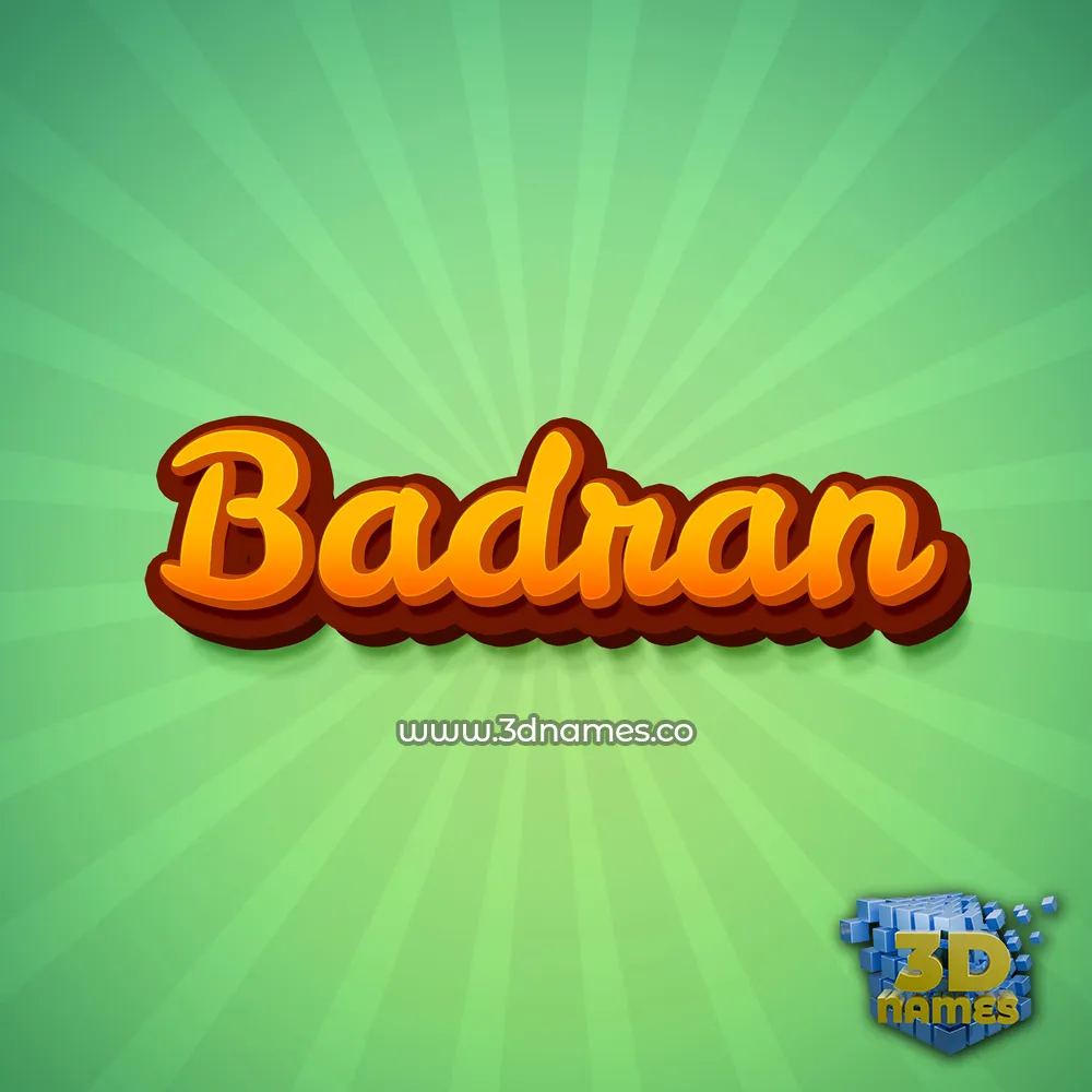 badran in Green Rays style - 3D name wallpaper