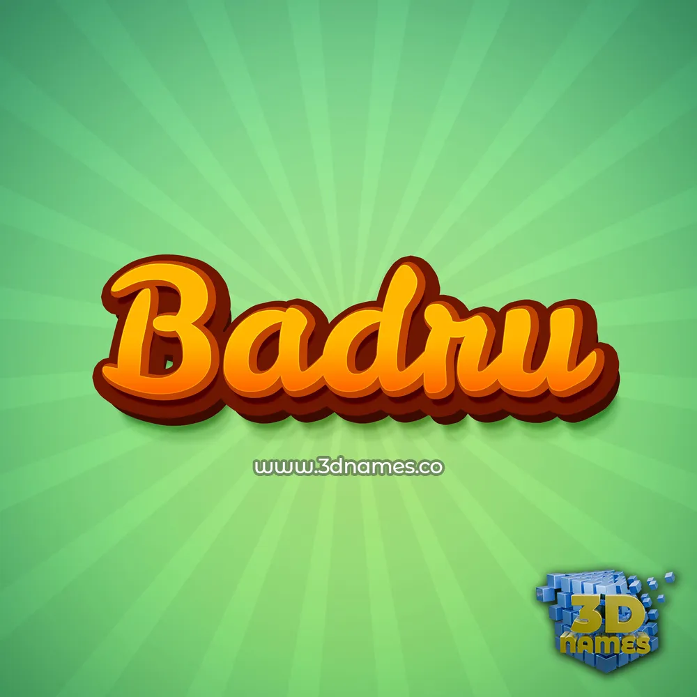 badru in Green Rays style - 3D name wallpaper