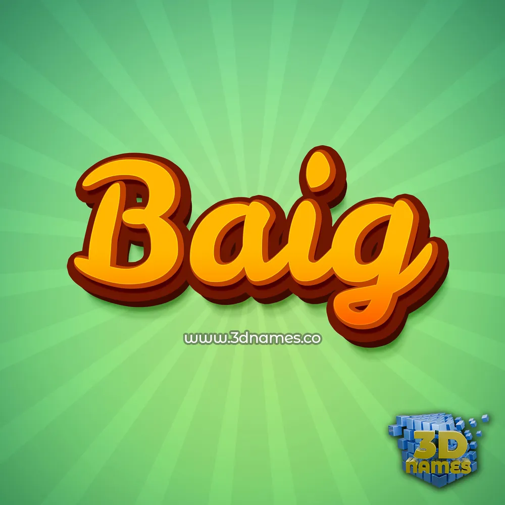 baig in Green Rays style - 3D name wallpaper