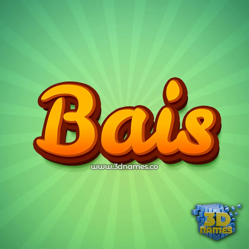 bais in Green Rays style - 3D name wallpaper