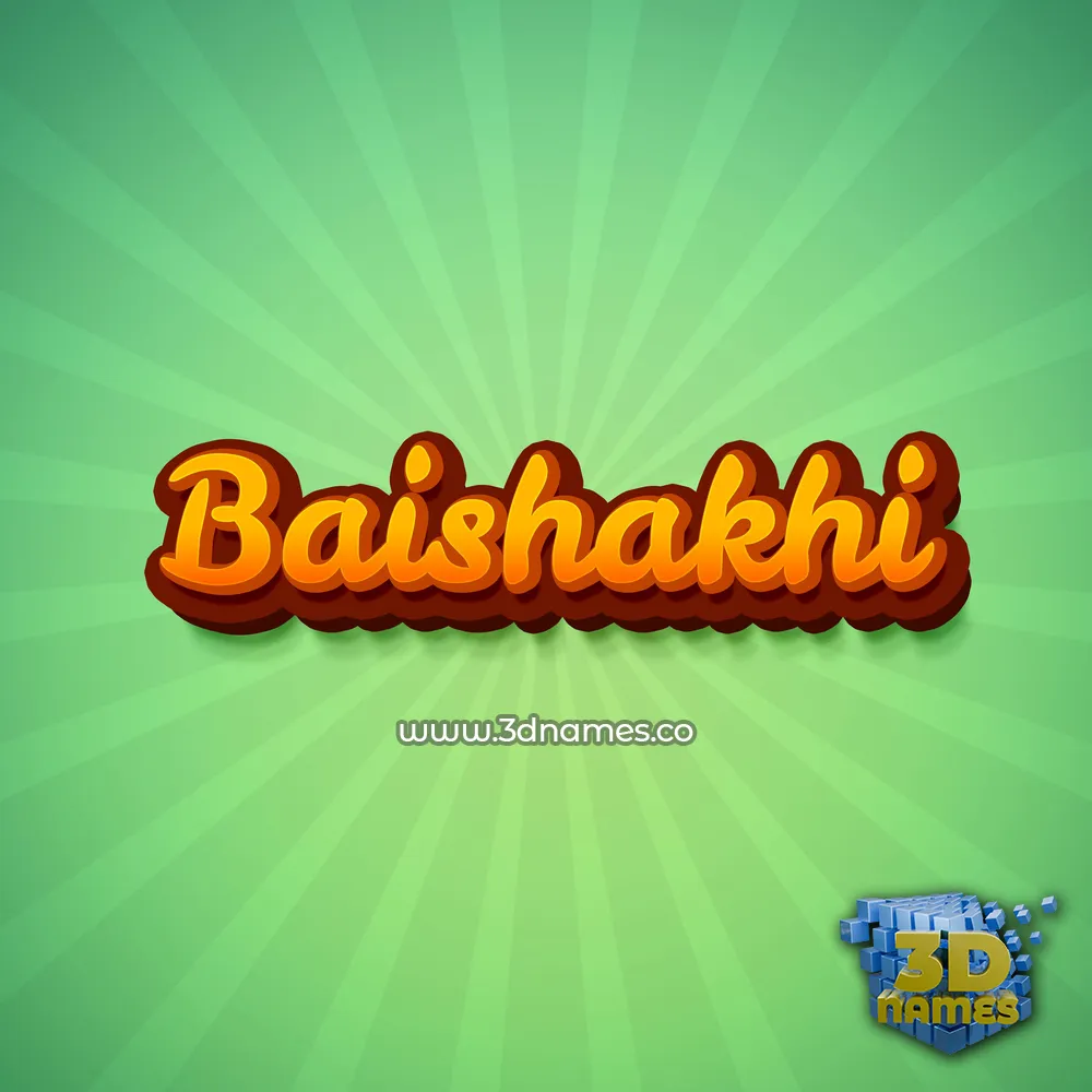 baishakhi in Green Rays style - 3D name wallpaper